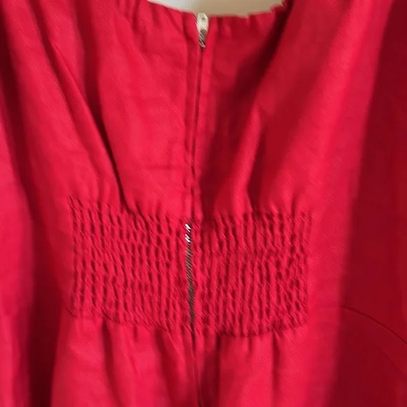 REFORMATION Kathryn 💯 Linen Red Puff Sleeve Dress